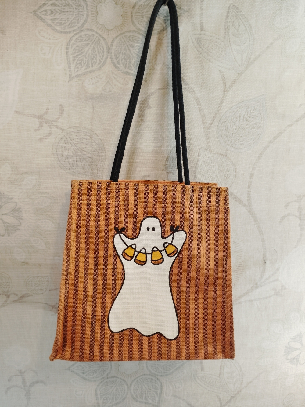 Kids Halloween Ghost Tote Bag in Orange and Black